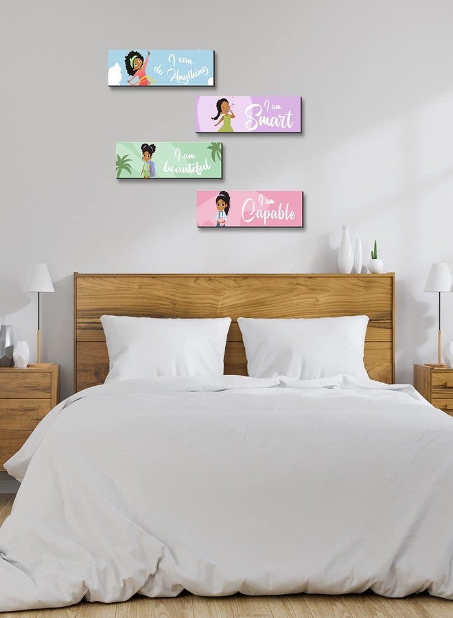 SHLINCO 4 Pieces Motivational Black Girl Wall Decor, Wall Art Inspirational Quotes, Black Girl Theme Room Wall Decor, Perfect for Girl Kids Bedroom Playroom Decoration(QI 58) - Image 5